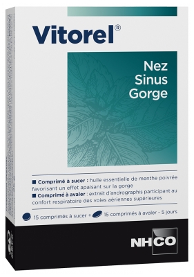 NHCO Vitorel Nosas Sinusai Gerklė 30 Tablečių