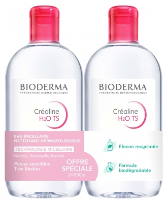 Bioderma Créaline H2O TS Eau Micellaire Démaquillante Lot de 2 x 500 ml