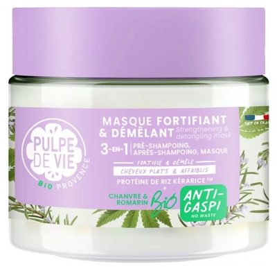 Pulpe de Vie Masque Capillaire Fortifiant et Démêlant Chanvre et Romarin 3en1 Bio 300 ml