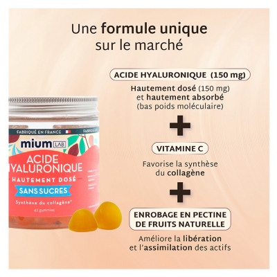 Mium Lab Acide Hyaluronique Hautement Dosé Sans Sucres 42 Gummies