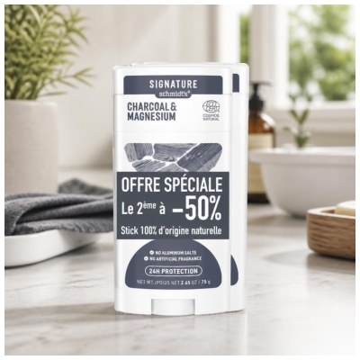 Schmidt's Signature Deodorant Stick Natural Cărbune și Magneziu Set de 2 x 75 g