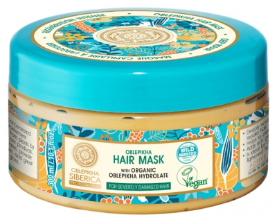 Mască de Păr Natura Siberica Oblepikha Regenerare Intensă cu Hidrolat de Cătină Bio 300 ml