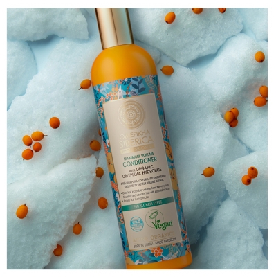 Balsam Natura Siberica Oblepikha Volum Maxim cu Hidrolat de Cătină Bio 400 ml