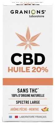 Granions Huile CBD 20% Pêche Menthe 10 ml