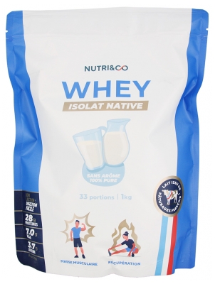 Nutri&Co Whey Isolat Native 1 kg - Goût : Sans arôme