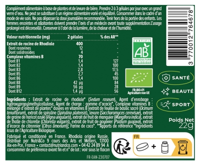 Nutri&Co Rhodiola Bio 60 Gélules