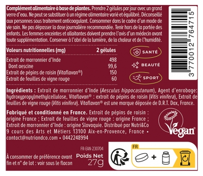 Nutri&Co Jambes Légères 60 Gélules
