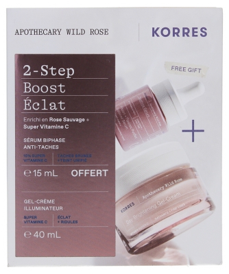 Korres Apothecary Wild Rose Coffret Crème Intense Illuminatrice 40 ml + Sérum Biphase Anti-Taches 15 ml Offert