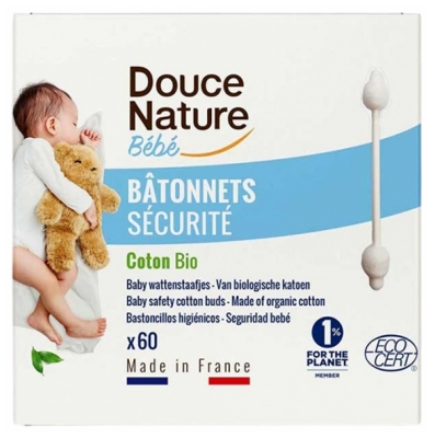 Douce Nature Bébé Bâtons Sécurité Coton Bio 60 Units