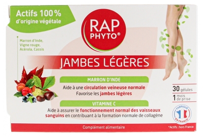 Rap Phyto Complément Alimentaire Jambes Légères 30 Gélules