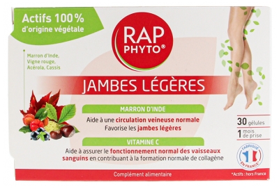 Rap Suplemento Alimenticio Fito de Piernas Ligeras 30 Cápsulas