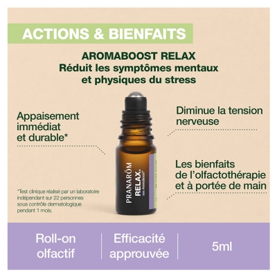 Pranarôm Aromaboost Relax - Détente Roll-On aux Huiles Essentielles Bio 5 ml