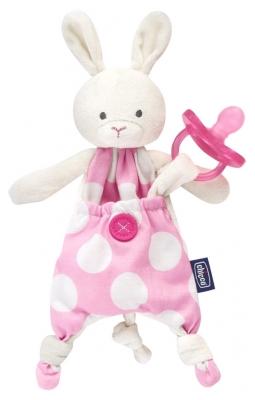 Chicco Doudou Attache-Sucette Pocket Friend 0 Mois et + - Modèle : Lapin Rose