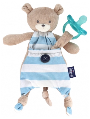 Chicco Doudou Attache-Sucette Pocket Friend 0 Miesięcy i + - Model: Niebieski niedżwiedż