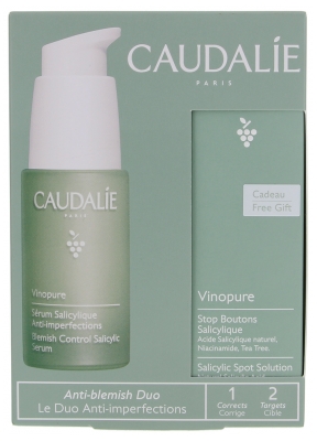 Caudalie Vinopure Salicylic Anti-Blemish Serum 30 ml + Salicylic Blemish Stop 15 ml Gratis