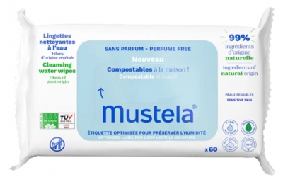 Mustela Kompostowalne Bezzapachowe Chusteczki Oczyszczające 60 Chusteczek