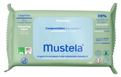 Mustela Kompostowalne Chusteczki Czyszczące o Zapachu 60 Chusteczek