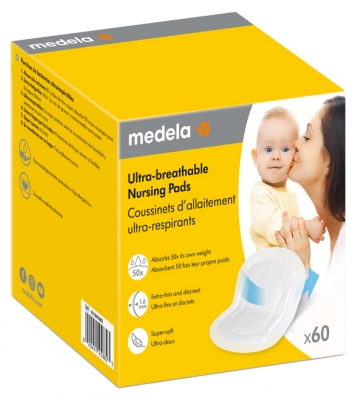 Medela 60 Coussinets d'Allaitement Ultra-Respirants