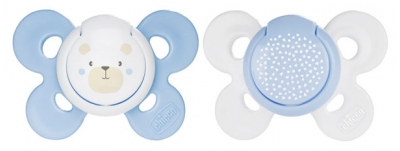 Chicco Succhietti in Silicone Physio Comfort 2 0-6 Mesi - Modello: Orso blu e Plumetis blu