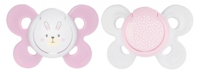 Chicco Succhietti in Silicone Physio Comfort 2 0-6 Mesi - Modello: Coniglio rosa e Plumetis rosa