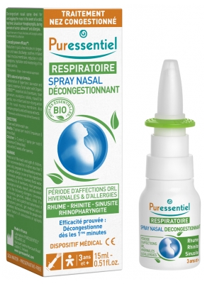 Puressentiel Respiratoire Spray Nasal Décongestionnant 15 ml