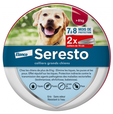 Seresto Collier Antiparasitaire Grands Chiens plus de 8 kg 2 Colliers