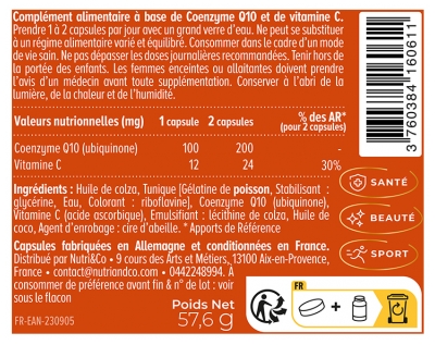 Nutri&Co Coenzyme Q10 Haute Absorption 120 Gélules