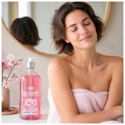 Gel de Duș Flori de Cireș Les Petits Bains de Provence 1 L