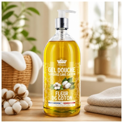 Les Petits Bains de Provence Gel de Duș Floare de Bumbac 1 L