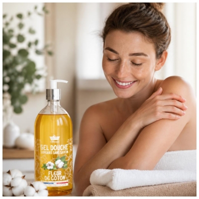 Les Petits Bains de Provence Gel de Duș Floare de Bumbac 1 L