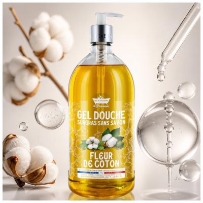 Les Petits Bains de Provence Gel de Duș Floare de Bumbac 1 L