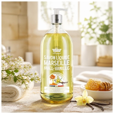 Les Petits Bains de Provence Savon de Marseille Miel-Vanille 1 L