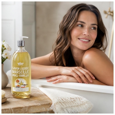 Les Petits Bains de Provence Savon de Marseille Miel-Vanille 1 L