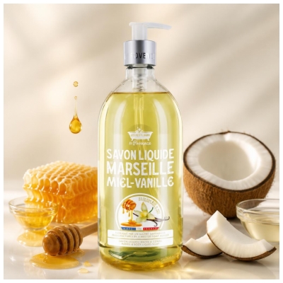 Les Petits Bains de Provence Savon de Marseille Miel-Vanille 1 L