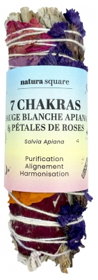 Natura Square 7 Chakras Sauge Blanche Apiana & Pétales de Roses Fagot de Fumigation