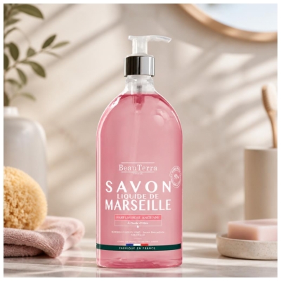 BeauTerra Savon Liquide de Marseille Rose Ancienne 1 L