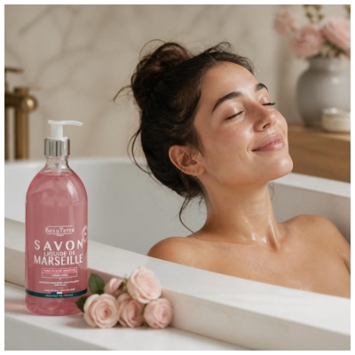 BeauTerra Savon Liquide de Marseille Rose Ancienne 1 L