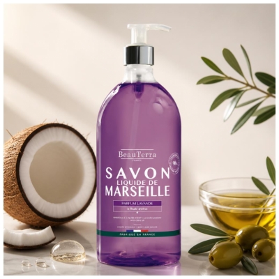 BeauTerra Savon Liquide de Marseille Lavande 1 L