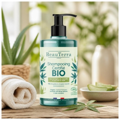 BeauTerra Shampoo Hamp og Aloe Vera Øko 750 ml