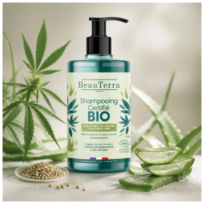 BeauTerra Shampoo Hamp og Aloe Vera Øko 750 ml