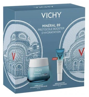 Vichy Mineral 89 Crema Idratante 100H Ricca 50 ml + Booster Quotidiano Fortificante e Rimpolpante 10 ml Gratis