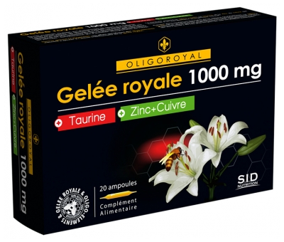 S.I.D Nutrition Oligoroyal Gelée Royale 1000 mg + Taurine + Zinc + Cuivre 20 Ampoules