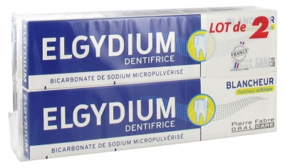 Elgydium Zubní pasta Bělicí Svěžest Citron Balení 2 x 75 ml