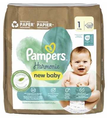 Pampers New Baby Harmonie 22 Nappies Size 1 (2-5 kg)