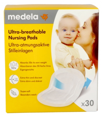 Medela 30 Coussinets d'Allaitement Ultra-Respirants