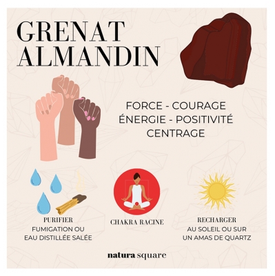 Natura Square Bracelet Facettes Grenat Rouge Almandin