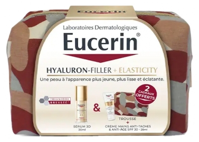 Eucerin Hyaluron-Filler + Elasticity Sérum 3D 30 ml + Crème Mains 20 ml & Trousse Offertes