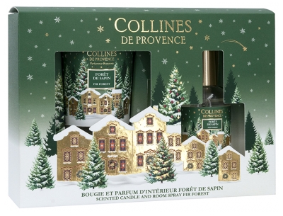 Collines de Provence Coffret Forêt de Sapin Bougie 75 g + Parfum d'Intérieur 50 ml