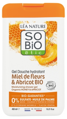 Léa Nature SO BIO étic Organiczny Nawilżający żel pod Prysznic z Miodem Kwiatowym i Morelą 450 ml