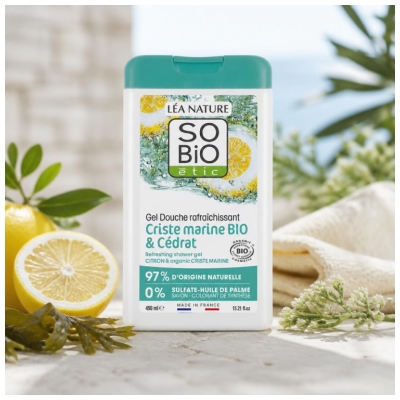Léa Nature SO BIO étic Gel Douche Rafraîchissant Criste Marine & Cédrat Bio 450 ml